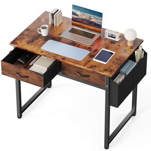 Eco-Friendly DUMOS 32" Home Office Computer Desk with Drawers, Small Gaming Essentials