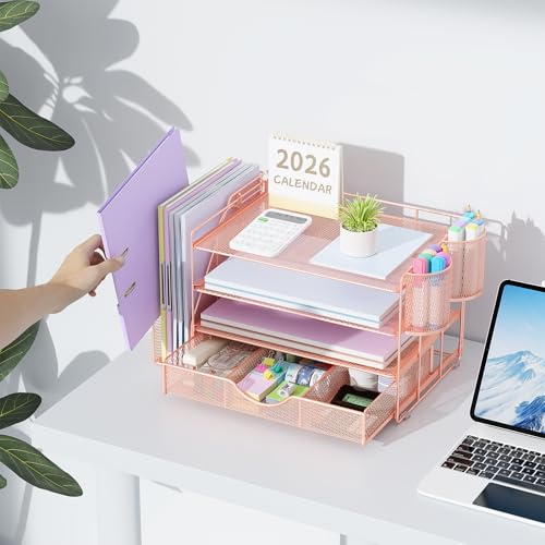 gianotter Desk Organizers and Accessories with File Holder, 4-Tier Kit