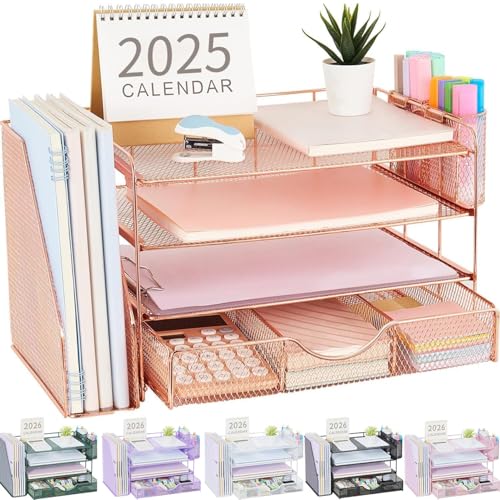 gianotter Desk Organizers and Accessories with File Holder, 4-Tier Kit