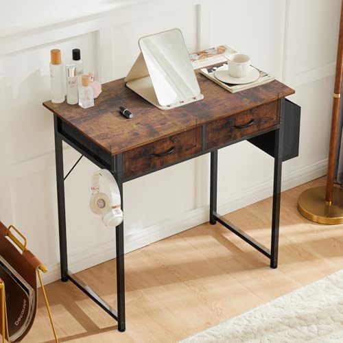 Eco-Friendly DUMOS 32" Home Office Computer Desk with Drawers, Small Gaming Essentials