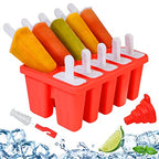 Silicone Popsicle Molds 10-cavity, DIY Ice Pop Mold for Kids Set