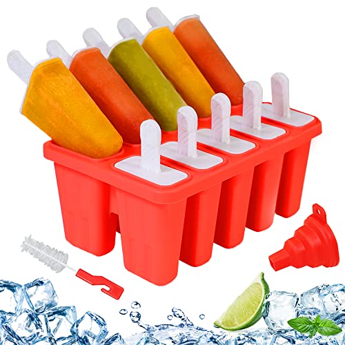 Silicone Popsicle Molds 10-cavity, DIY Ice Pop Mold for Kids Set