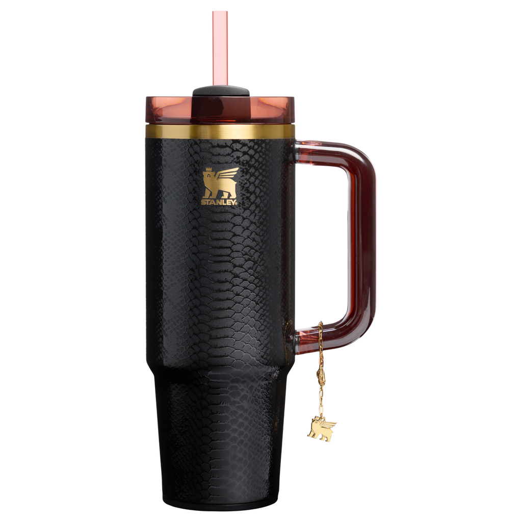 Double-Wall Vacuum The Quencher Luxe H2.0 Flowstate Tumbler D171F - Premium Stainless Steel Straw Cup for All-Day Hydration - Black Snakeskin