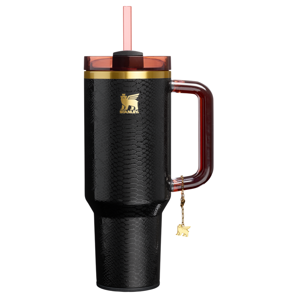 Insulated Travel The Quencher Luxe H2.0 Flowstate Tumbler D170A - Double-Wall Vacuum Insulated Travel Tumbler with Straw - Black Snakeskin