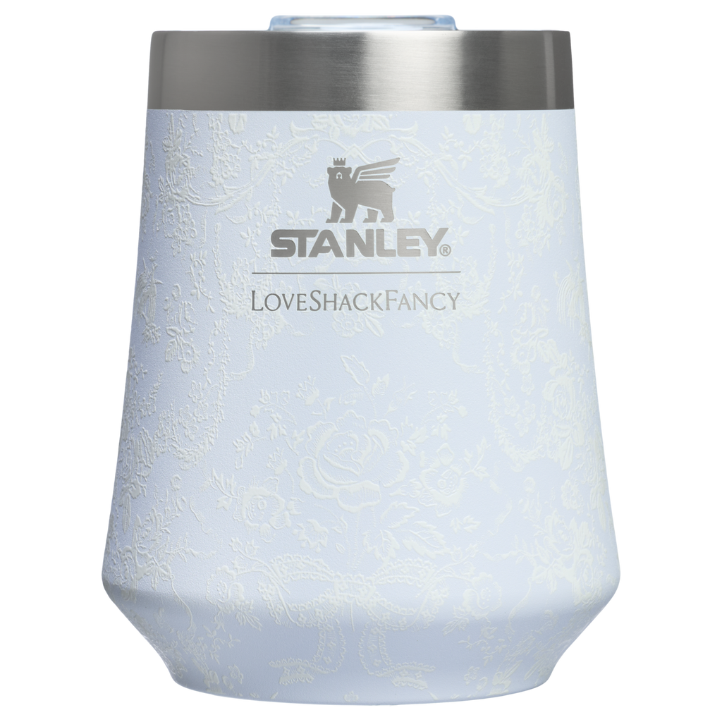 Shatterproof Luxury Stanley 1913 x LoveShackFancy Holiday Reserve Wine Tumbler D204X - Shatterproof Flavor-Preserving Cocktail Tumbler with Lid - Baby Bow Pink Peppermint