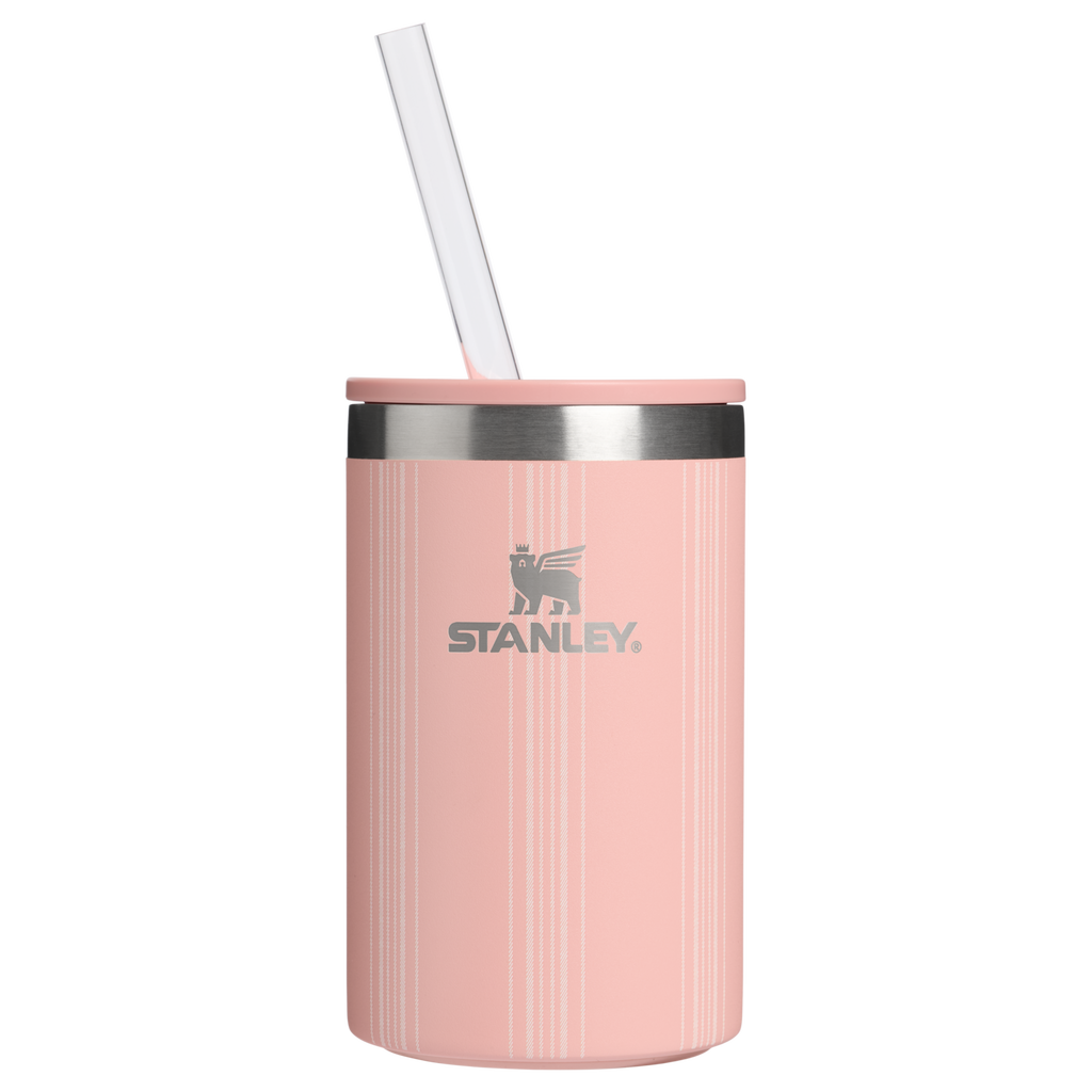 Portable Mini The Everyday Can Cooler Cup D353P - Leak-Proof Insulated Mini Cooler Bag for Lunch - Peach Rose Picnic Stripe