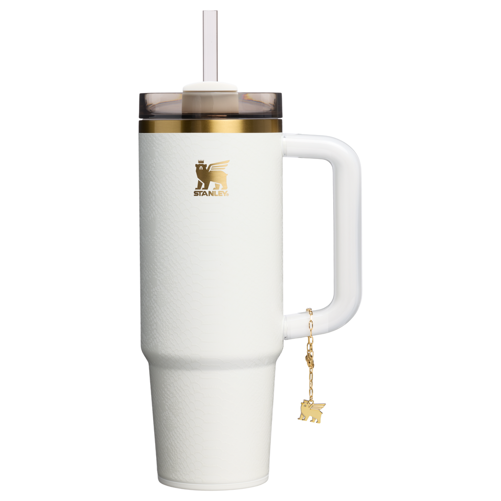 Double-Wall Vacuum The Quencher Luxe H2.0 Flowstate Tumbler D171F - Premium Stainless Steel Straw Cup for All-Day Hydration - Pale Stone Snakeskin