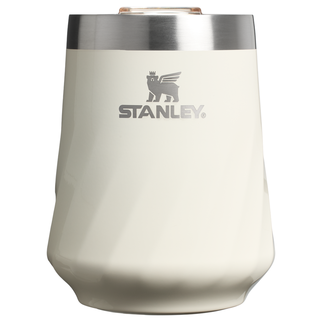 Vacuum Insulated Wine The Textured Reserve Wine Tumbler D141Z - Elegant Stemless Vacuum Insulated Wine Tumbler - Cream Gloss