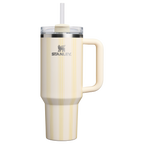 Insulated Travel The Quencher H2.0 Flowstate Tumbler D342C - Premium Stainless Steel Straw Cup for All-Day Hydration - Cream Picnic Stripe