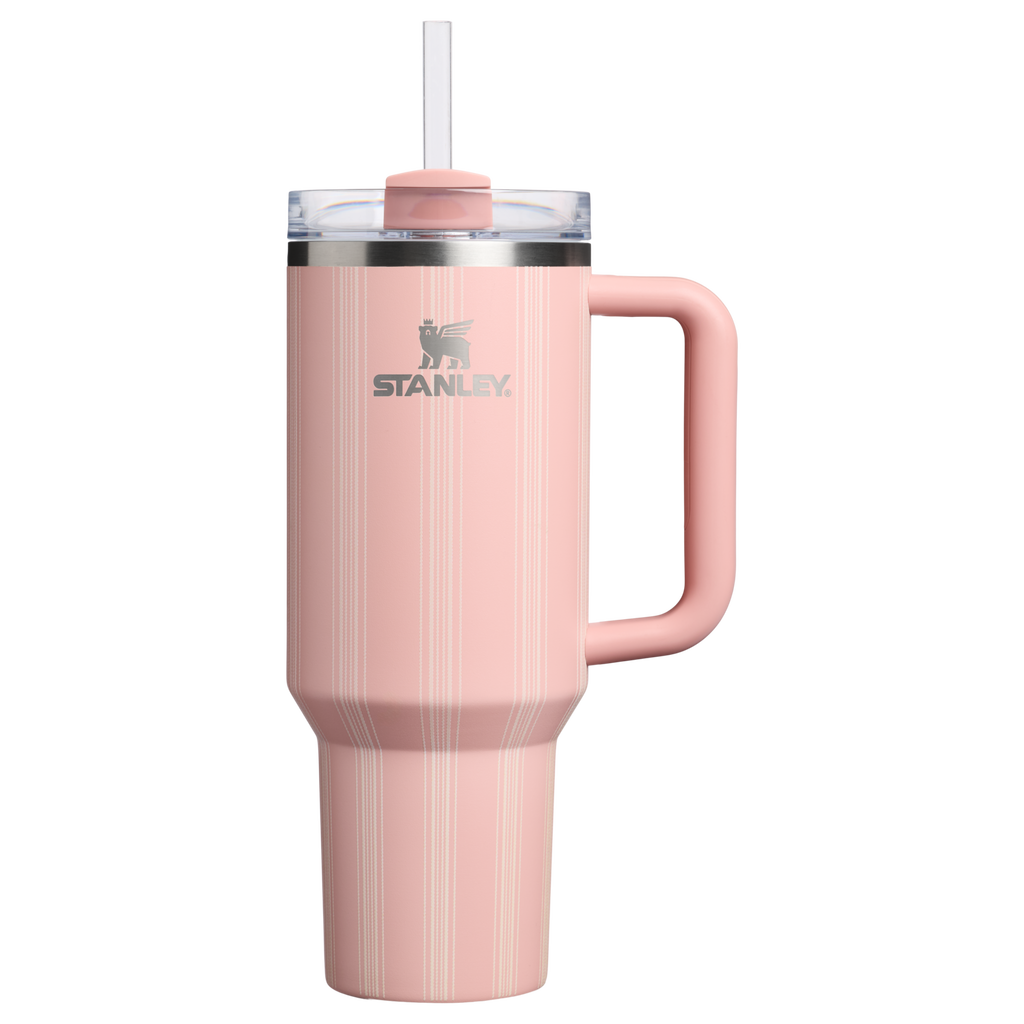 Insulated Travel The Quencher H2.0 Flowstate Tumbler D342C - Premium Stainless Steel Straw Cup for All-Day Hydration - Peach Rose Picnic Stripe