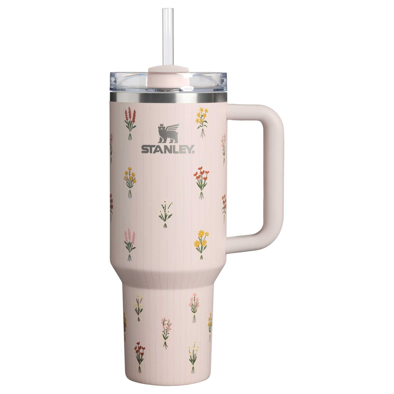 Car-Cup Friendly The Quencher H2.0 Flowstate Tumbler D362R - Premium Stainless Steel Straw Cup for All-Day Hydration - Rose Quartz Bouquets