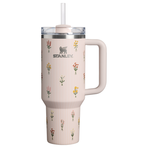 Car-Cup Friendly The Quencher H2.0 Flowstate Tumbler D362R - Premium Stainless Steel Straw Cup for All-Day Hydration - Rose Quartz Bouquets