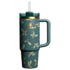Insulated Travel The Cheers & Cheer Quencher H2.0 Flowstate Tumbler D189S - Double-Wall Vacuum Insulated Travel Tumbler with Straw - Holiday Botanical