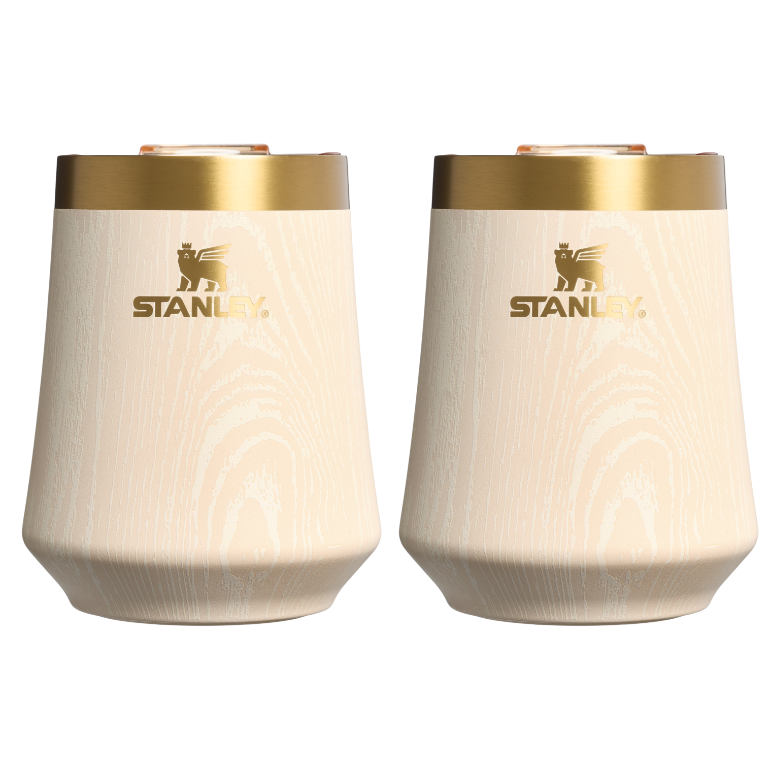 Shatterproof Luxury The Cheers & Cheer Reserve Wine Tumbler | 2-pack D190T - Elegant Stemless Vacuum Insulated Wine Tumbler - Birch Woodgrain